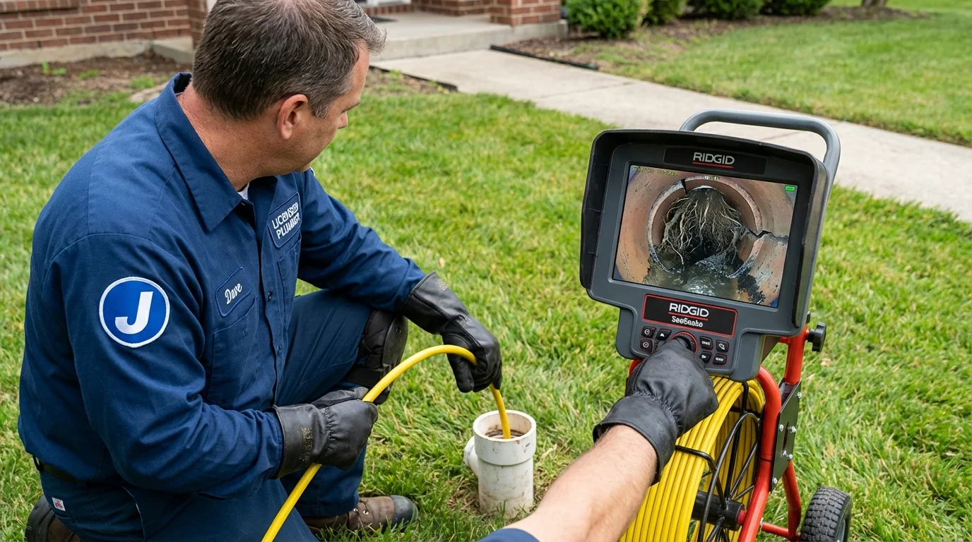 Sewer camera inspection being performed by Johns Plumbing LLC in Flora