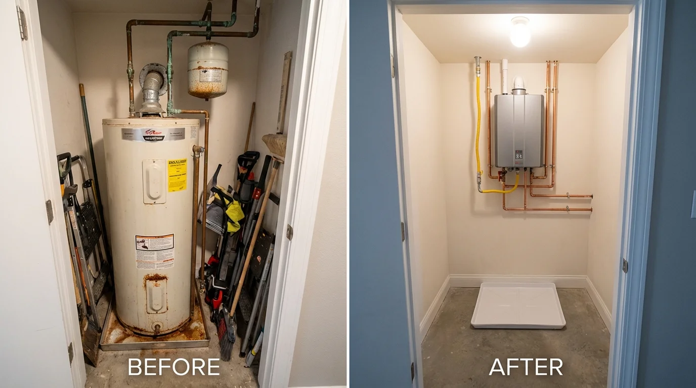 Tank water heater versus wall-mounted tankless unit comparison for Flora, IN homeowners