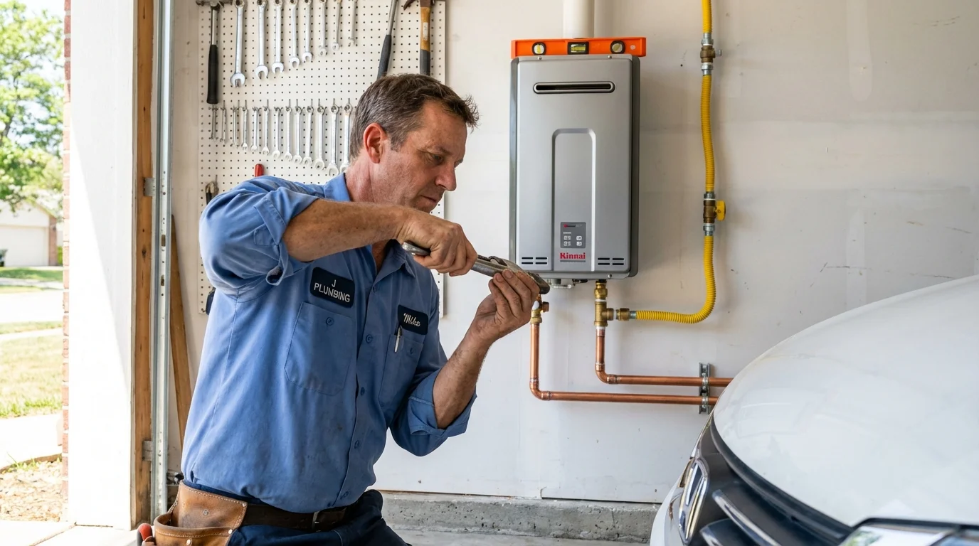 Tankless water heater installation by a Johns Plumbing LLC plumber in Flora